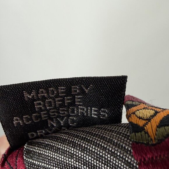 Vtg Beau Brummel SOHO Men’s Neck Tie 3 ½” Maroon Blue Gold Geometric 100% Silk - Picture 11 of 11